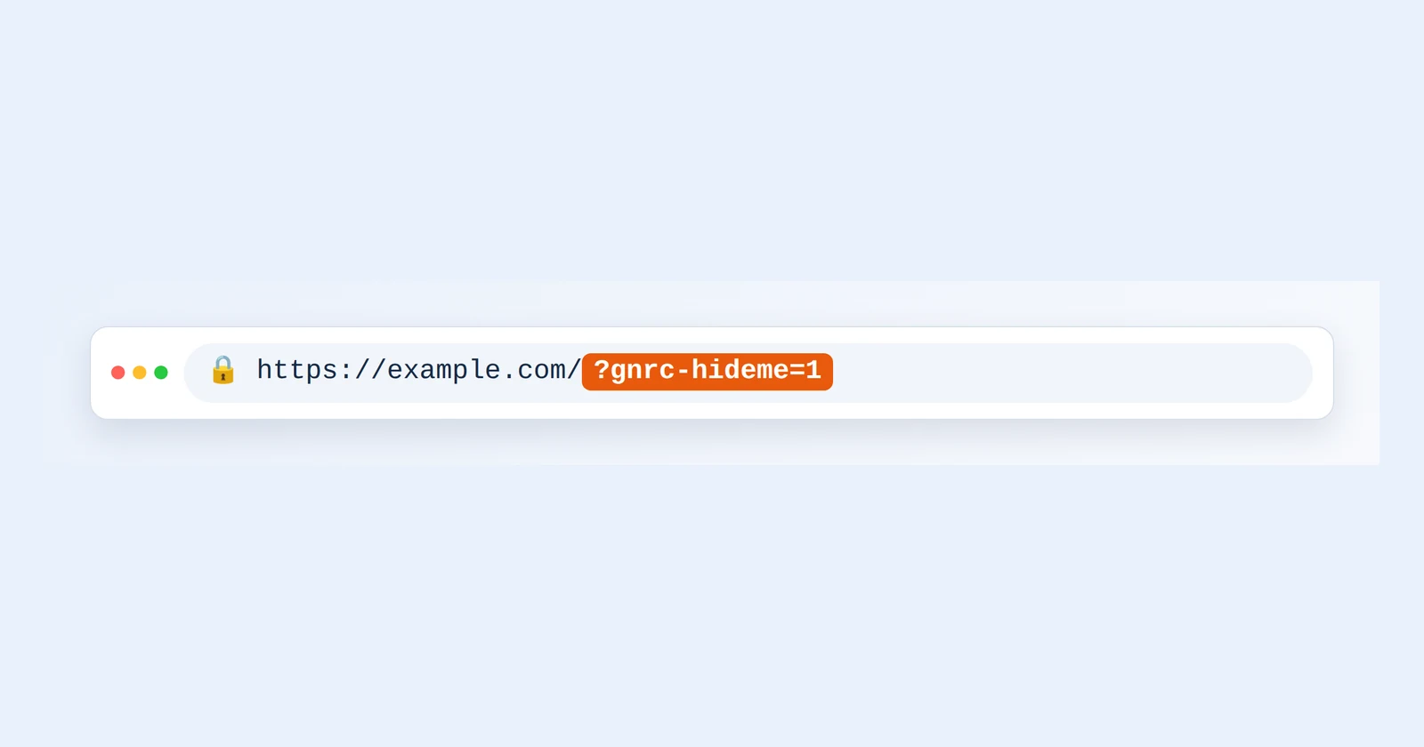 Bilah alamat browser dengan ?gnrc-hideme=1 ditambahkan di akhir alamat web